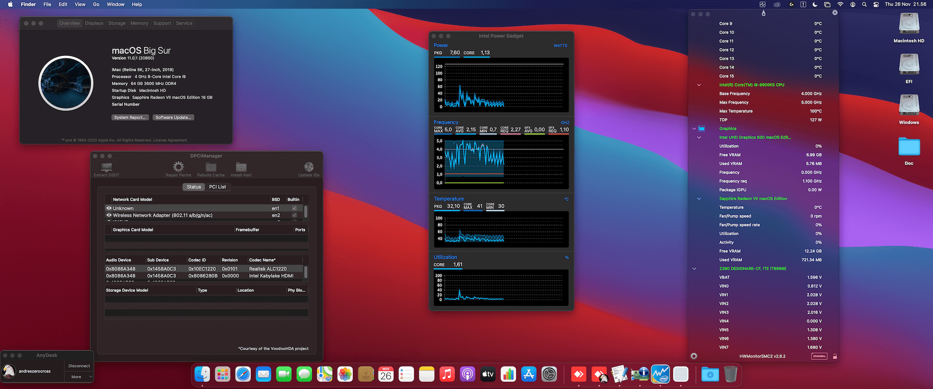 Success Hackintosh macOS Big Sur 11.0.1 Build 20B50 in Gigabyte Z390 Designare + Intel Core i9-9900KS + Sapphire Radeon VII 16GB